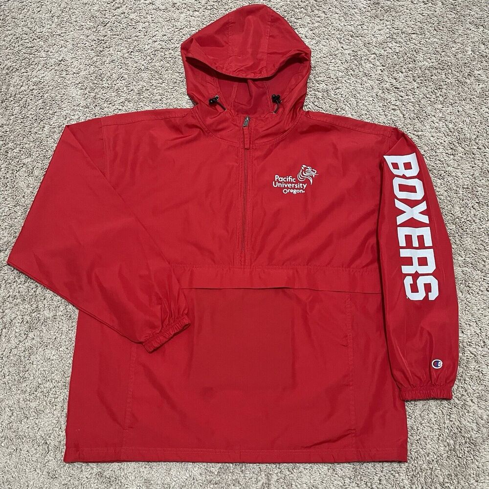 Pacific University Boxers Mens Jacket XL Red Anorak Windbreaker Oregon Champion